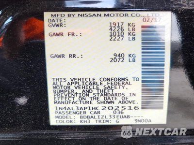 Zdjęcie 12 z 12 samochodu: 2017 NISSAN ALTIMA 2.5 SV VIN:1N4AL3AP1HC202516 - miniatura