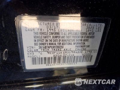 Zdjęcie 13 z 13 samochodu: 2017 NISSAN SENTRA SV VIN:3N1AB7APXHY288259 - miniatura
