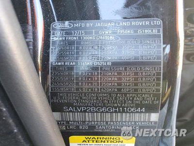 Zdjęcie 13 z 13 samochodu: 2016 LAND ROVER RANGE ROVER EVOQUE SE VIN:SALVP2BG6GH110644 - miniatura