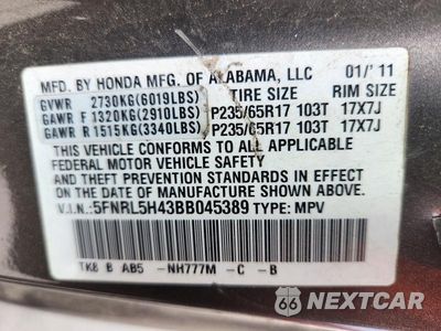 Zdjęcie 13 z 13 samochodu: 2011 HONDA ODYSSEY EX VIN:5FNRL5H43BB045389 - miniatura