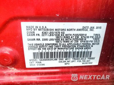 Zdjęcie 14 z 14 samochodu: 2015 MITSUBISHI OUTLANDER SPORT ES VIN:4A4AP3AU4FE023336 - miniatura