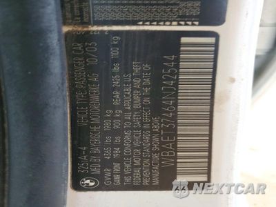 Zdjęcie 12 z 12 samochodu: 2004 BMW 325 I VIN:WBAET37464NJ42544 - miniatura