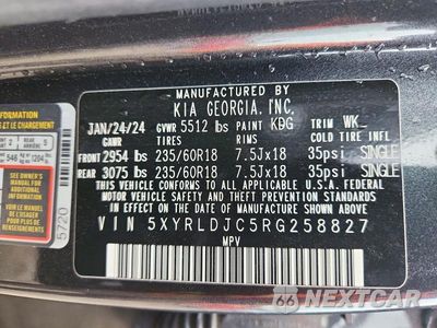 Zdjęcie 12 z 12 samochodu: 2024 KIA SORENTO S VIN:5XYRLDJC5RG258827 - miniatura