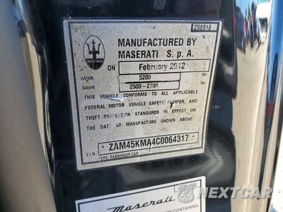 Zdjęcie 12 z 12 samochodu: 2012 MASERATI GRANTURISMO S VIN:ZAM45KMA4C0064317 - miniatura