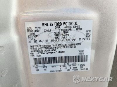 Zdjęcie 12 z 12 samochodu: 2006 FORD F150 SUPERCREW VIN:1FTRW12W86KC17872 - miniatura