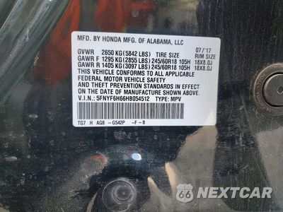Zdjęcie 13 z 13 samochodu: 2017 HONDA PILOT EXL VIN:5FNYF6H66HB054512 - miniatura