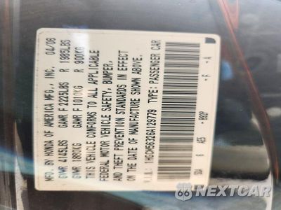 Zdjęcie 13 z 13 samochodu: 2006 HONDA ACCORD SE VIN:1HGCM56326A129779 - miniatura