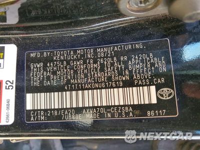 Zdjęcie 12 z 12 samochodu: 2022 TOYOTA CAMRY SE VIN:4T1T11AK0NU617619 - miniatura