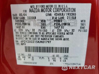 Zdjęcie 12 z 12 samochodu: 2005 MAZDA TRIBUTE I VIN:4F2YZ02Z15KM01797 - miniatura