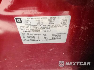 Zdjęcie 13 z 13 samochodu: 2012 CHEVROLET EQUINOX LT VIN:2GNFLEE55C6309419 - miniatura