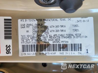 Zdjęcie 12 z 12 samochodu: 2018 TOYOTA TACOMA VIN:5TFCZ5AN7JX163702 - miniatura