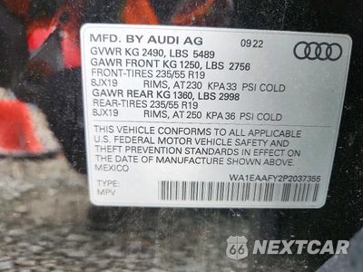 Zdjęcie 13 z 13 samochodu: 2023 AUDI Q5 PREMIUM PLUS 45 VIN:WA1EAAFY2P2037355 - miniatura
