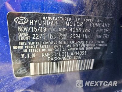 Zdjęcie 12 z 12 samochodu: 2020 HYUNDAI ELANTRA SPORT VIN:KMHD04LB1LU034091 - miniatura