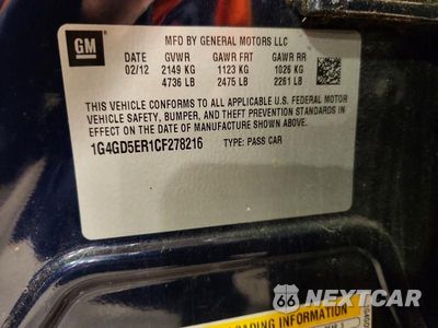 Zdjęcie 13 z 13 samochodu: 2012 BUICK LACROSSE PREMIUM VIN:1G4GD5ER1CF278216 - miniatura