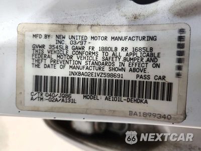 Zdjęcie 12 z 12 samochodu: 1997 TOYOTA COROLLA BASE VIN:1NXBA02E1VZ598691 - miniatura