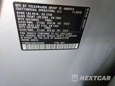 Zdjęcie 13 z 13 samochodu: 2019 VOLKSWAGEN ATLAS SEL PREMIUM VIN:1V2NR2CA6KC522286 - miniatura