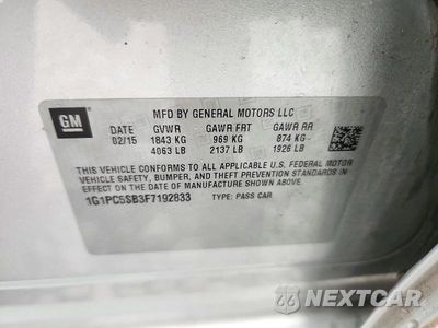 Zdjęcie 12 z 12 samochodu: 2015 CHEVROLET CRUZE LT VIN:1G1PC5SB3F7192833 - miniatura