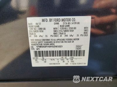 Zdjęcie 13 z 13 samochodu: 2017 FORD EXPLORER LIMITED VIN:1FM5K8FH0HGD83223 - miniatura