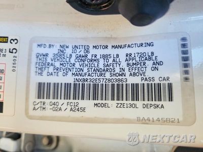 Zdjęcie 12 z 12 samochodu: 2007 TOYOTA COROLLA S VIN:1NXBR32E57Z803863 - miniatura