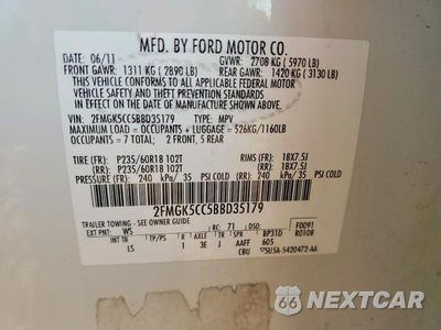 Zdjęcie 13 z 13 samochodu: 2011 FORD FLEX SEL VIN:2FMGK5CC5BBD35179 - miniatura