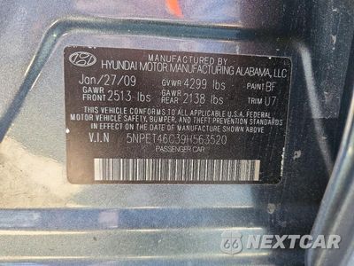 Zdjęcie 12 z 12 samochodu: 2009 HYUNDAI SONATA GLS VIN:5NPET46C39H563520 - miniatura
