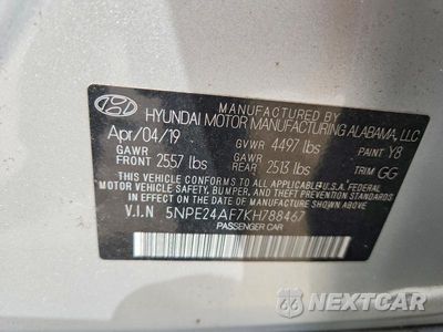 Zdjęcie 12 z 12 samochodu: 2019 HYUNDAI SONATA SE VIN:5NPE24AF7KH788467 - miniatura
