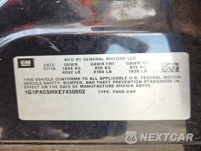 Zdjęcie 12 z 12 samochodu: 2014 CHEVROLET CRUZE LS VIN:1G1PA5SHXE7430802 - miniatura