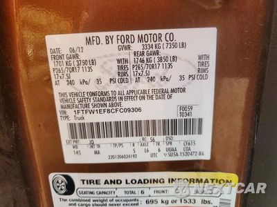 Zdjęcie 12 z 12 samochodu: 2012 FORD F150 SUPERCREW VIN:1FTFW1EF8CFC09306 - miniatura