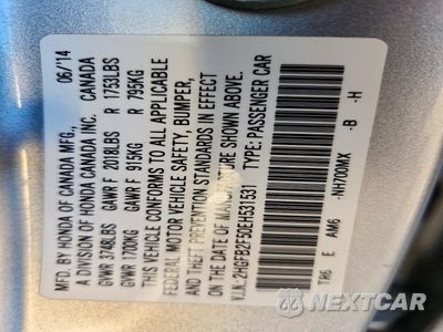 Zdjęcie 13 z 13 samochodu: 2014 HONDA CIVIC LX VIN:2HGFB2F50EH531531 - miniatura