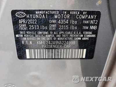 Zdjęcie 12 z 12 samochodu: 2022 HYUNDAI SONATA SE VIN:KMHL24JA9NA224998 - miniatura
