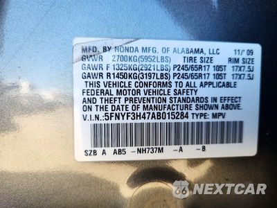 Zdjęcie 13 z 13 samochodu: 2010 HONDA PILOT EX VIN:5FNYF3H47AB015284 - miniatura