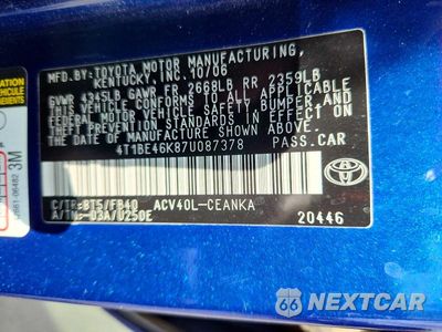 Zdjęcie 13 z 13 samochodu: 2007 TOYOTA CAMRY LE VIN:4T1BE46K87U087378 - miniatura