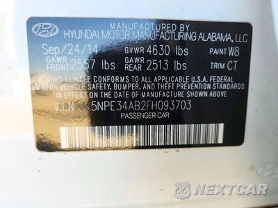 Zdjęcie 12 z 12 samochodu: 2015 HYUNDAI SONATA SPORT 2.0T VIN:5NPE34AB2FH093703 - miniatura