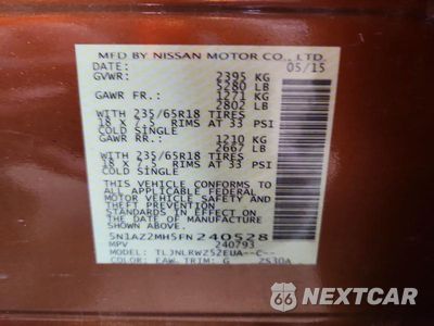 Zdjęcie 13 z 13 samochodu: 2015 NISSAN MURANO SL VIN:5N1AZ2MH5FN240528 - miniatura