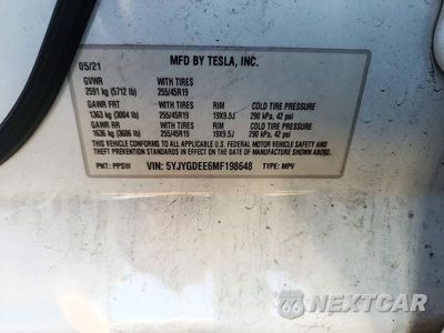 Zdjęcie 13 z 13 samochodu: 2021 TESLA MODEL Y VIN:5YJYGDEE6MF198648 - miniatura