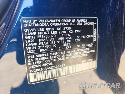 Zdjęcie 13 z 13 samochodu: 2021 VOLKSWAGEN ATLAS SEL VIN:1V2BR2CA4MC533163 - miniatura
