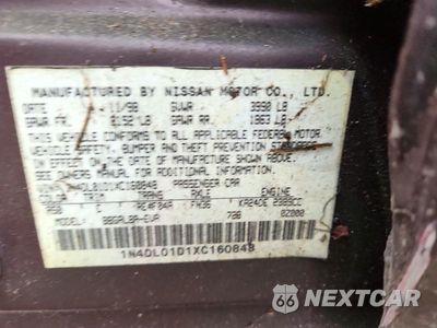Zdjęcie 12 z 12 samochodu: 1999 NISSAN ALTIMA XE VIN:1N4DL01D1XC160848 - miniatura