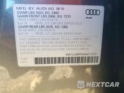 Zdjęcie 13 z 13 samochodu: 2017 AUDI Q5 PREMIUM PLUS VIN:WA1L2AFP2HA012751 - miniatura