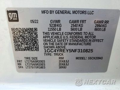 Zdjęcie 13 z 13 samochodu: 2022 CHEVROLET SILVERADO K2500 HIGH COUNTRY VIN:1GC4YREY5NF310825 - miniatura