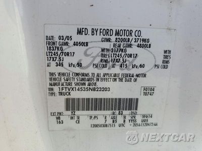 Zdjęcie 12 z 12 samochodu: 2005 FORD F150 VIN:1FTVX14535NB23203 - miniatura