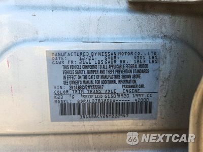 Zdjęcie 12 z 12 samochodu: 2022 NISSAN SENTRA SV VIN:3N1AB8CV2NY222947 - miniatura