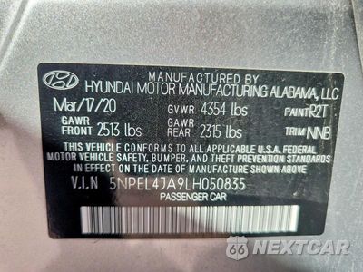 Zdjęcie 13 z 13 samochodu: 2020 HYUNDAI SONATA SEL VIN:5NPEL4JA9LH050835 - miniatura