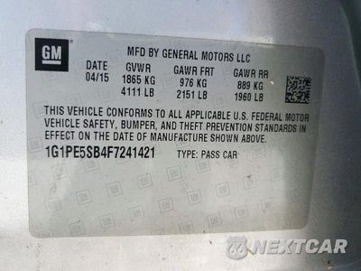 Zdjęcie 12 z 12 samochodu: 2015 CHEVROLET CRUZE LT VIN:1G1PE5SB4F7241421 - miniatura