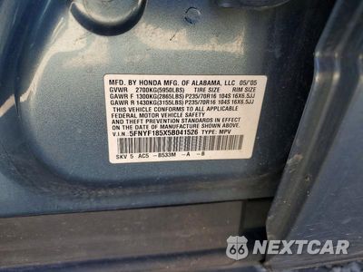 Zdjęcie 13 z 13 samochodu: 2005 HONDA PILOT EXL VIN:5FNYF185X5B041526 - miniatura