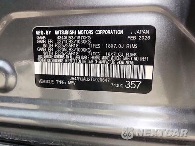 Zdjęcie 14 z 14 samochodu: 2026 MITSUBISHI OUTLANDER SPORT LE AWD VIN:JA4ARUAU2TU020647 - miniatura