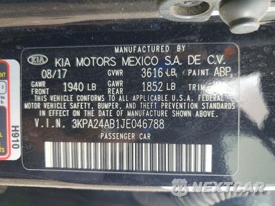 Zdjęcie 12 z 12 samochodu: 2018 KIA RIO LX VIN:3KPA24AB1JE046788 - miniatura