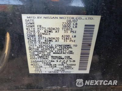 Zdjęcie 12 z 12 samochodu: 2008 NISSAN TITAN XE VIN:1N6AA07C78N322258 - miniatura