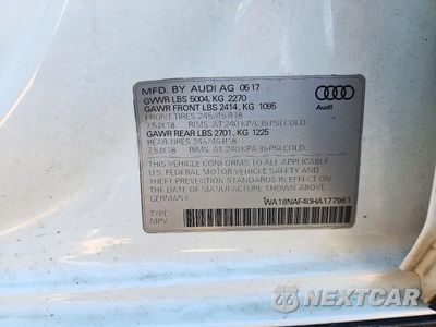 Zdjęcie 12 z 12 samochodu: 2017 AUDI A4 ALLROAD PREMIUM PLUS VIN:WA18NAF40HA177961 - miniatura