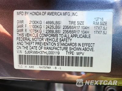 Zdjęcie 13 z 13 samochodu: 2017 HONDA CR-V LX VIN:5J6RW6H37HL000119 - miniatura