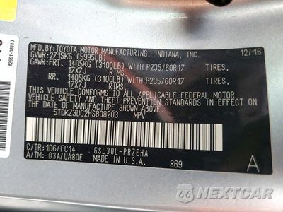 Zdjęcie 13 z 13 samochodu: 2017 TOYOTA SIENNA LE VIN:5TDKZ3DC2HS808203 - miniatura